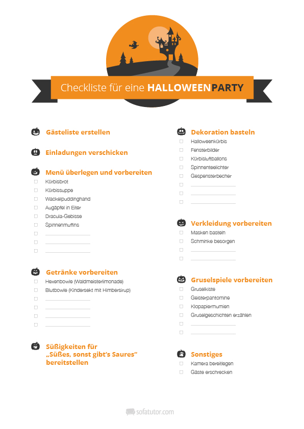 Halloween-Party Checkliste